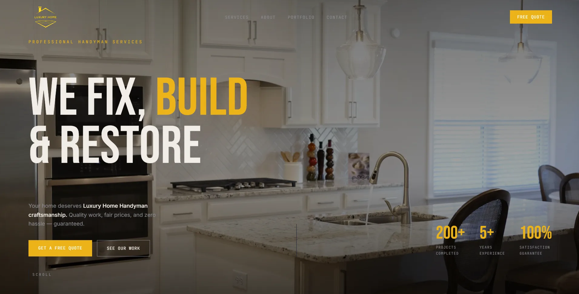 Luxury Home Handyman website screenshot